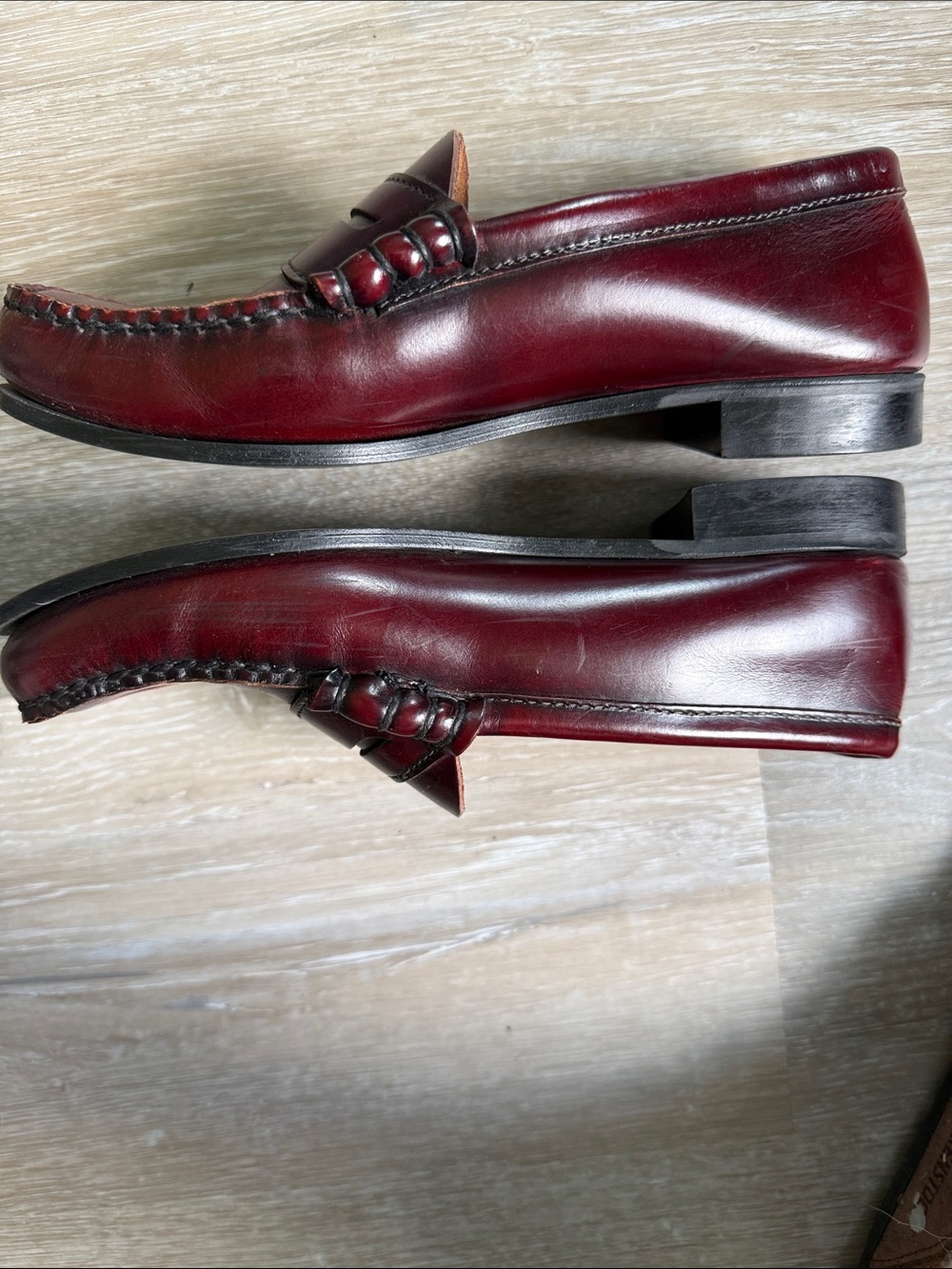 G.H. Bass & Co. Women's Burgundy Leather Penny Loafers - Picture 5 of 6
